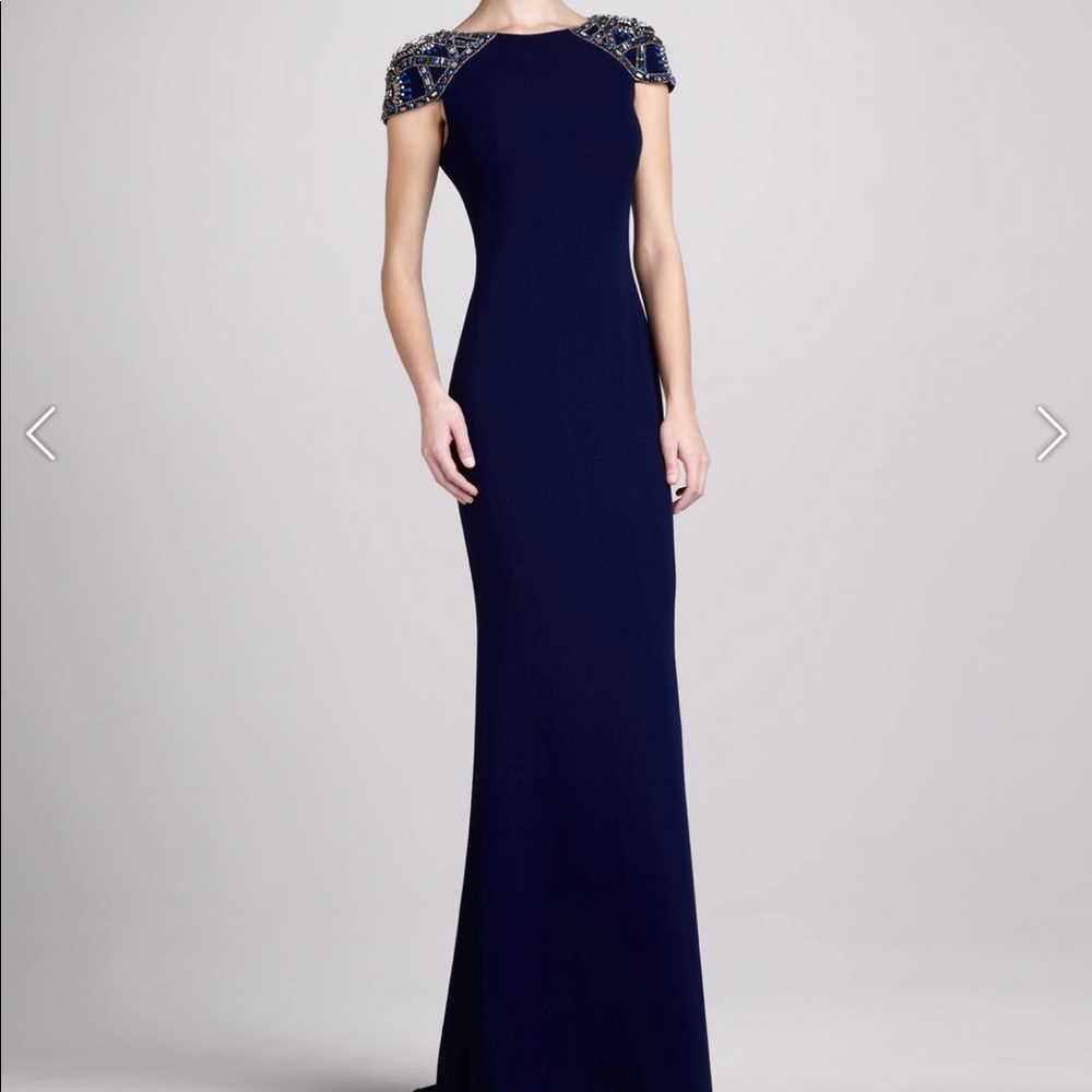 Badgley Mischka beaded cap sleeve gown NEVER WORN